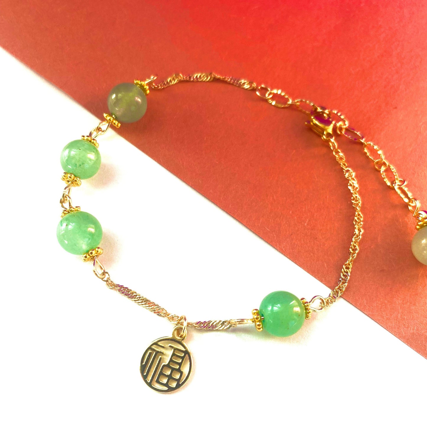 Jade crystal bracelet,Emerald crystal bracelet, Green crystal bead bracelet,bead bracelet,14k gold bracelet,Fengshui Bracelet