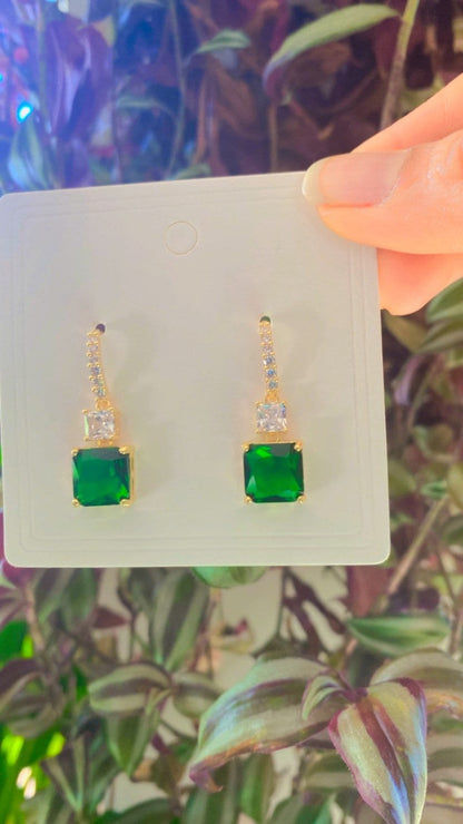 Emerald Green Drop Earrings Emerald Birthstone Earrings Wedding gift for mom of bride Wedding jewelry green crystal earrings