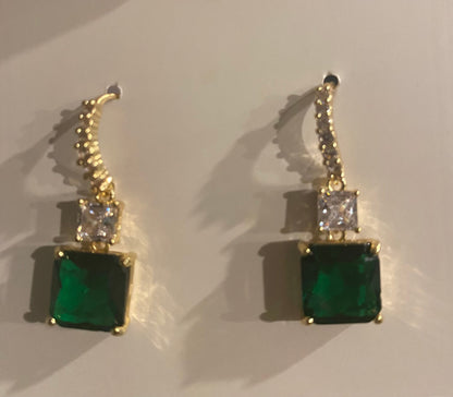 Emerald Green Drop Earrings Emerald Birthstone Earrings Wedding gift for mom of bride Wedding jewelry green crystal earrings