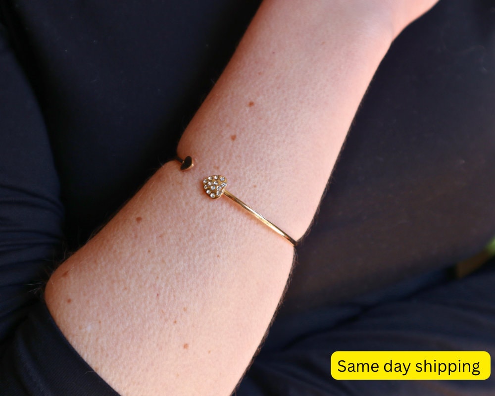 Dainty Cuff bracelet for women gold plated stackable bracelet gift for mom minimalist gift idea same day gift for birthday useful gift