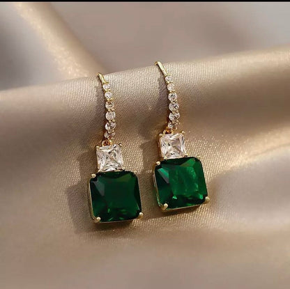 Emerald Green Drop Earrings Emerald Birthstone Earrings Wedding gift for mom of bride Wedding jewelry green crystal earrings