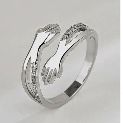 Hug ring sterling silver adjustable fidget ring Promise ring hug heart ring friendship ring promise ring hug ring for mom’s birthday gift