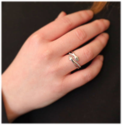 Hug ring sterling silver adjustable fidget ring Promise ring hug heart ring friendship ring promise ring hug ring for mom’s birthday gift