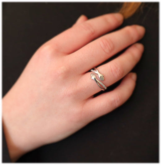 Hug ring sterling silver adjustable fidget ring Promise ring hug heart ring friendship ring promise ring hug ring for mom’s birthday gift