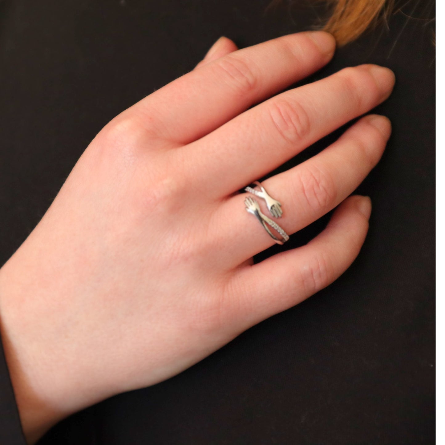 Hug ring sterling silver adjustable fidget ring Promise ring hug heart ring friendship ring promise ring hug ring for mom’s birthday gift