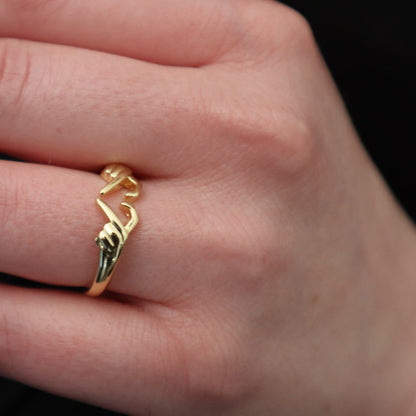 Love Hug Ring Gold plated heart ring,Hug ring band,Love heart ring,Promise ring gold heart ring