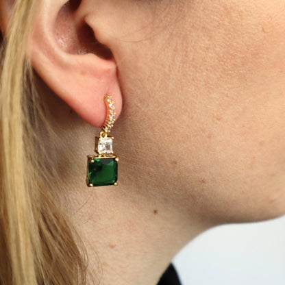 Emerald Green Drop Earrings Emerald Birthstone Earrings Wedding gift for mom of bride Wedding jewelry green crystal earrings