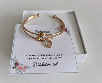 Bridesmaid gift,Bridesmaid Proposal Box,Personalized Bridesmaid gift ,Will you be my bridesmaid,Initial Tie Knot Bracelet,Maid of Honor Gift