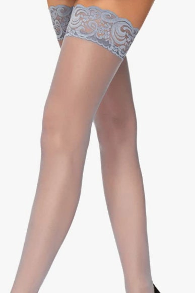 Black sheer thigh high stockings, Pantyhose Stockings with no slip lace ,Thigh high stockings with no slip lace