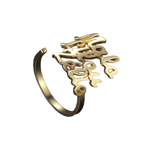 Adjustable Personalized double  Name Rings