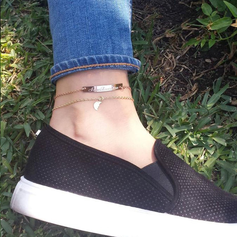 Personalized Name Bar ankle bracelet