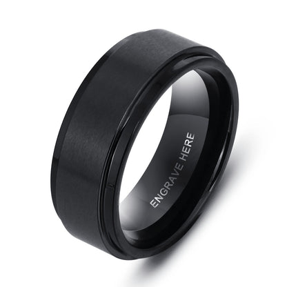 Matte black band for Men -Tantalum ring for men with inside engraving