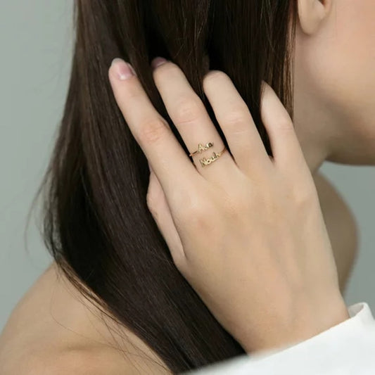 Dainty Double Layer Two Names Custom Name Rings