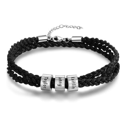 personalized engraved braided rope bracelet for him