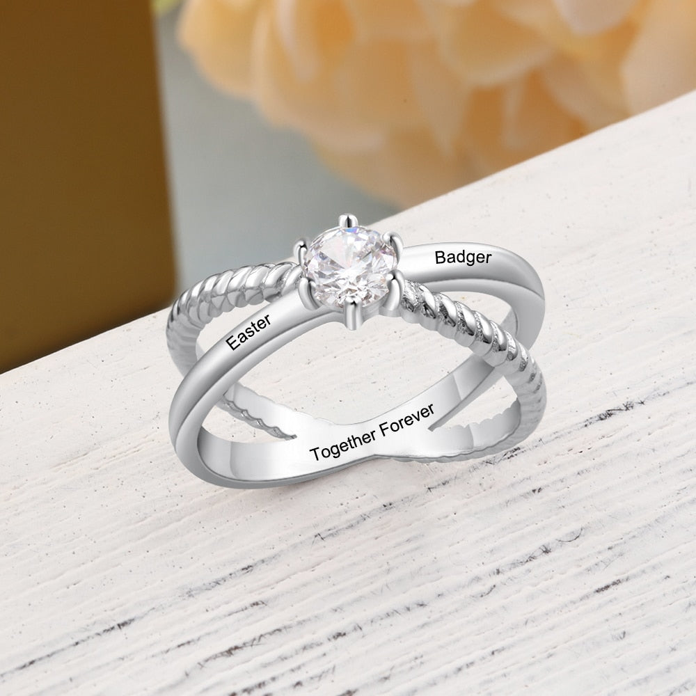 Personalized Promise Rings for Her Custom Couples Name Ring with message