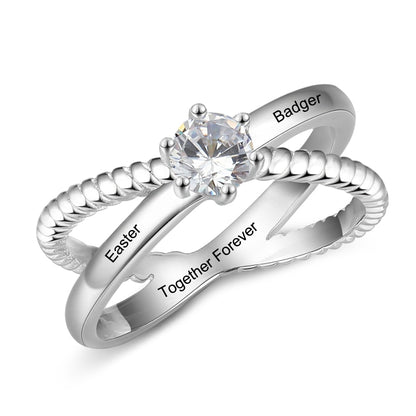 Personalized Promise Rings for Her Custom Couples Name Ring with message