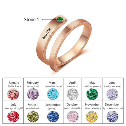 Personalized spiral family ring with birthstones