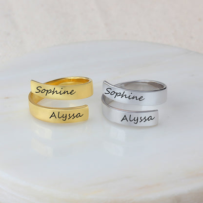 Double name spiral ring