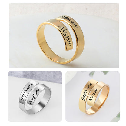 Double name spiral ring