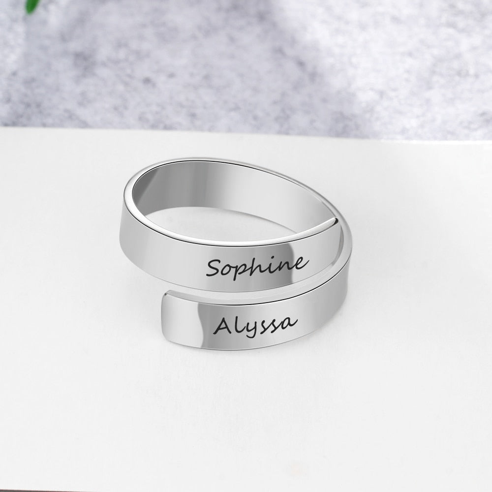 Double name spiral ring