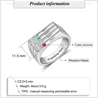 Personalized ring for dad with birthstones