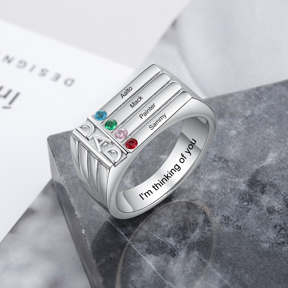 Personalized ring for dad with birthstones