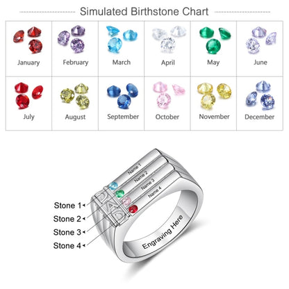 Personalized ring for dad with birthstones