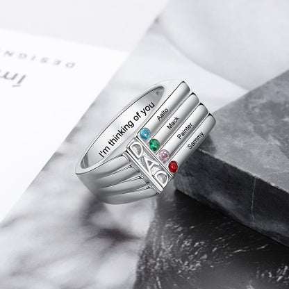 Personalized ring for dad with birthstones