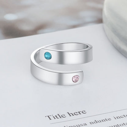 Personalized spiral family ring with birthstones