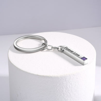 Bar Keychain Customized Birthstone Cute Memory Gift Engraved Name for Women