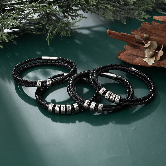 Personalized Braided Leather Rope Bracelet for men