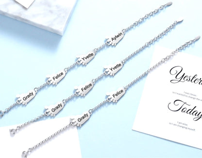 personalized baby feet bracelet with 2-4 charms