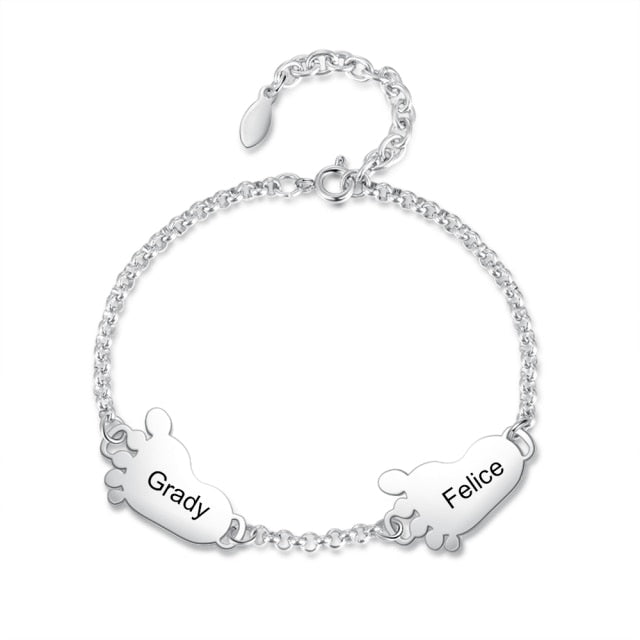 personalized baby feet bracelet with 2-4 charms