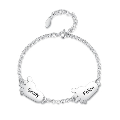 personalized baby feet bracelet with 2-4 charms