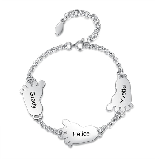 personalized baby feet bracelet with 2-4 charms