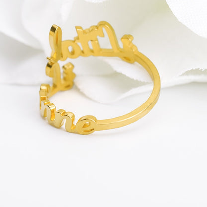 Customized Two Name Rings - Personalized Couples Names Ring