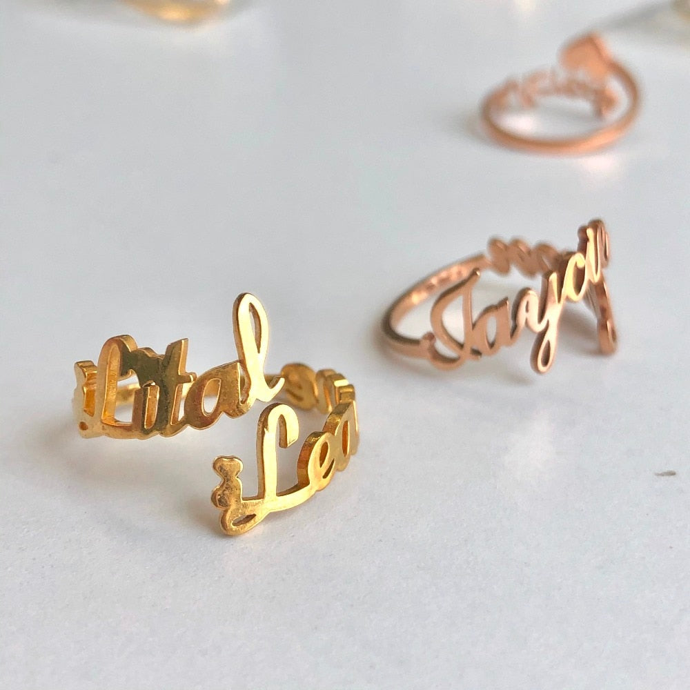 family rings with names engraved