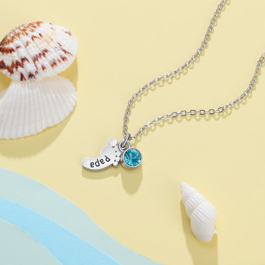 Personalized baby feet necklace with birthstone