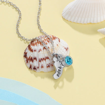 Personalized baby feet necklace with birthstone
