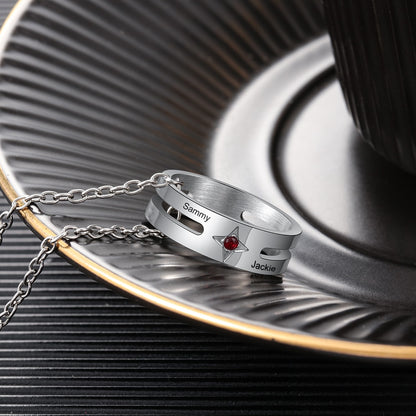 Personalized birthstone ring necklace