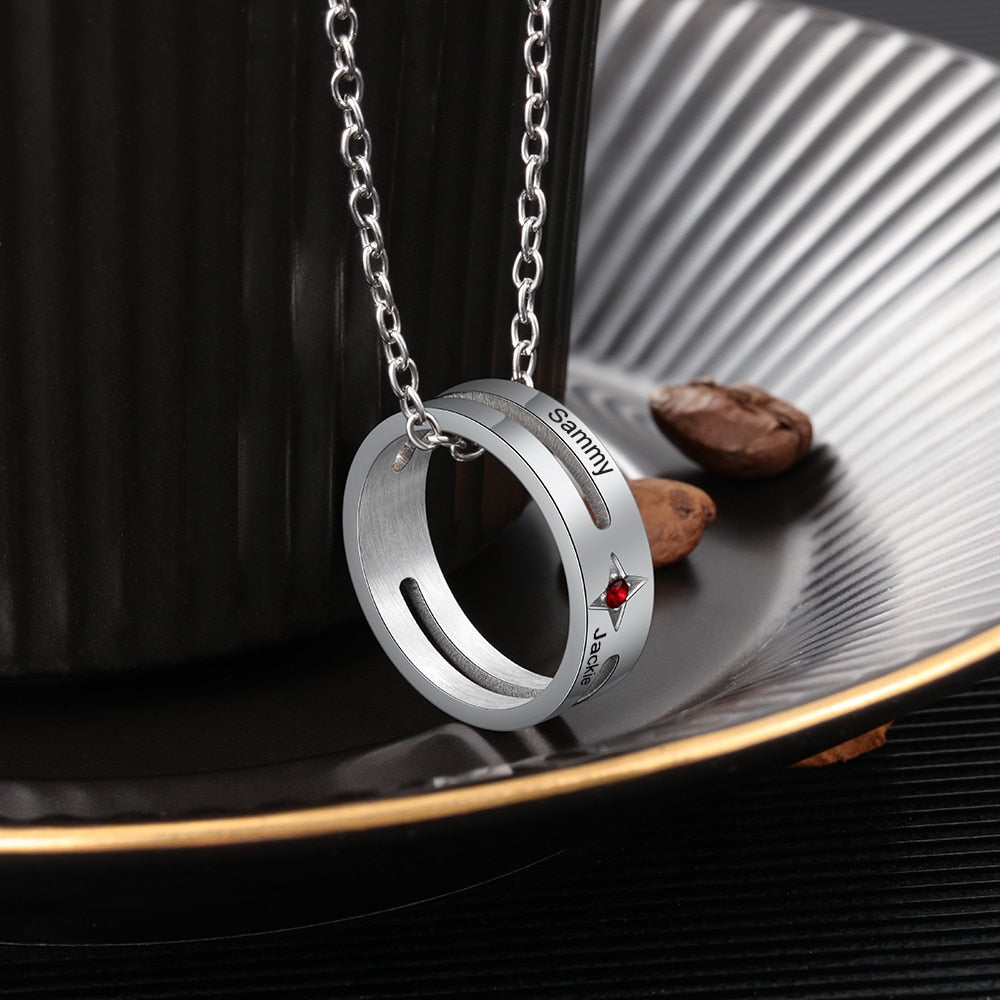 Personalized birthstone ring necklace