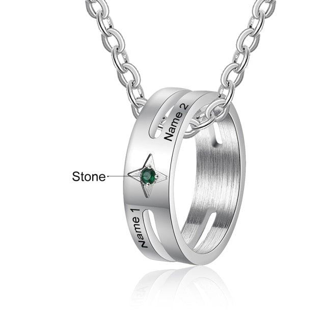 Personalized birthstone ring necklace