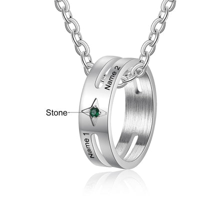 Personalized birthstone ring necklace