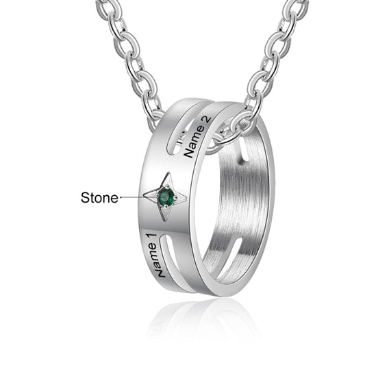 Personalized birthstone ring necklace