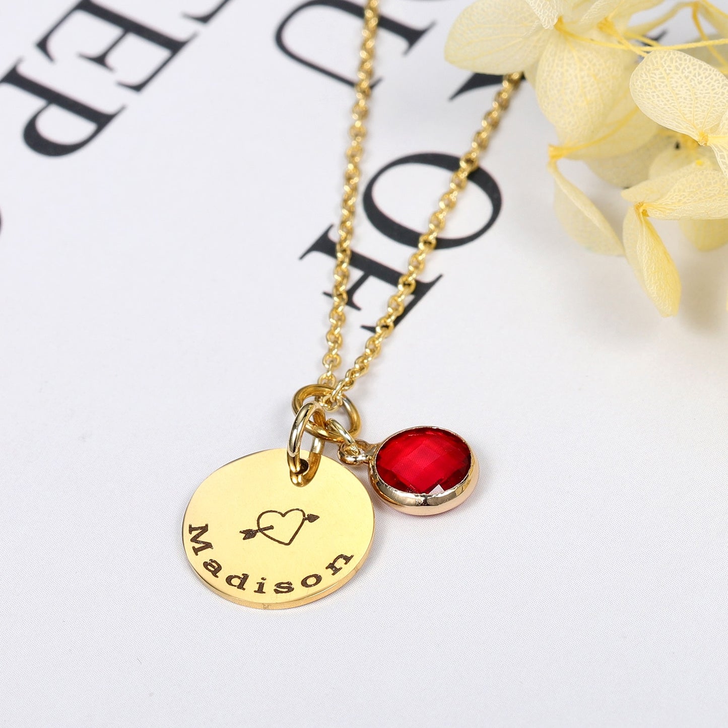 Personalized disc Engraved Name Necklace