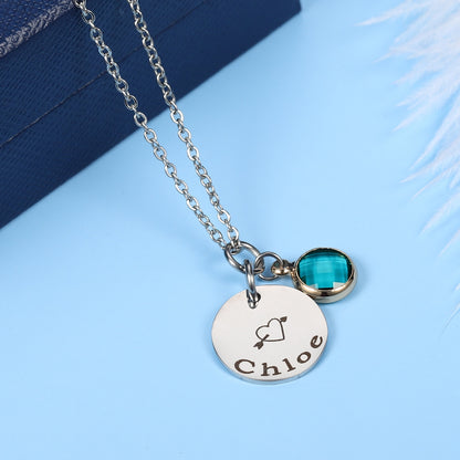 Personalized disc Engraved Name Necklace