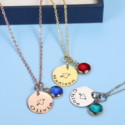 Personalized disc Engraved Name Necklace
