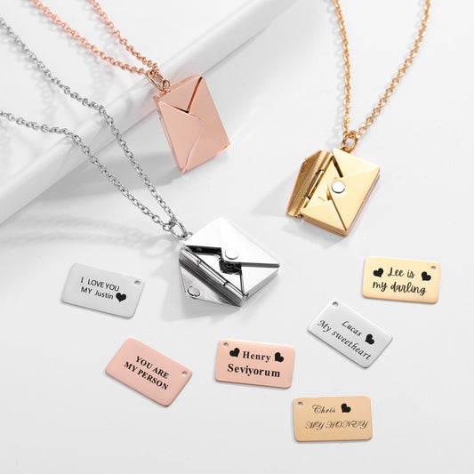 Love Letter Envelope Necklace – Personalized Message Pendant Gift