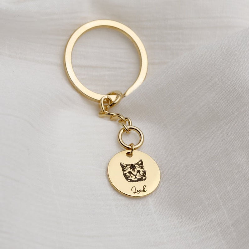 personalized pet portrait keychain
