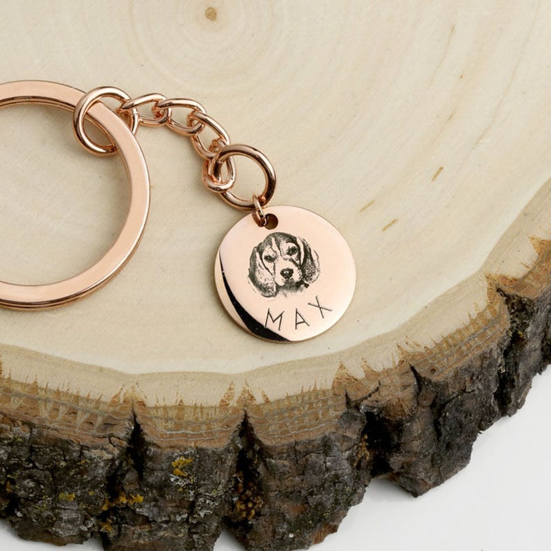 personalized pet portrait keychain